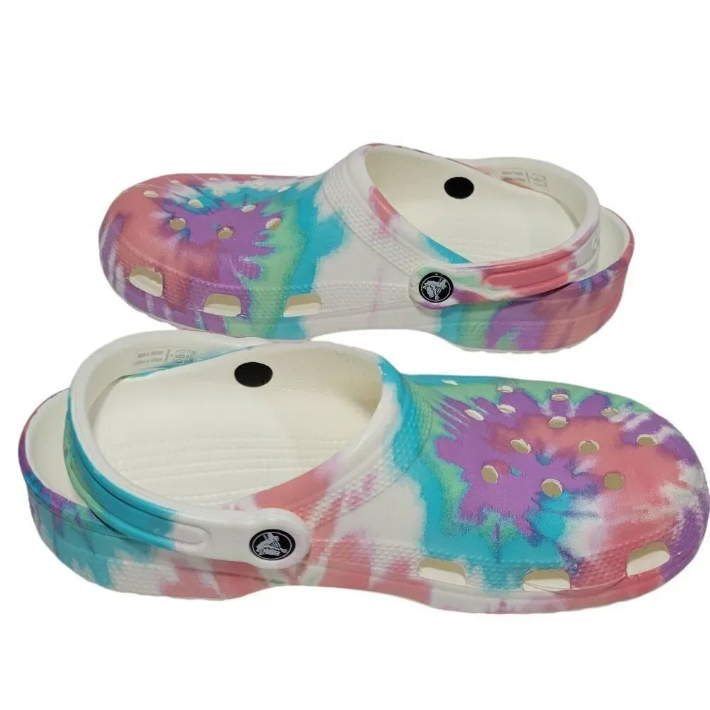 Crocs Clogs Jr Big Kid J6 Classic Tie Dye Multi Color Child 205451 Women 8 Men 6